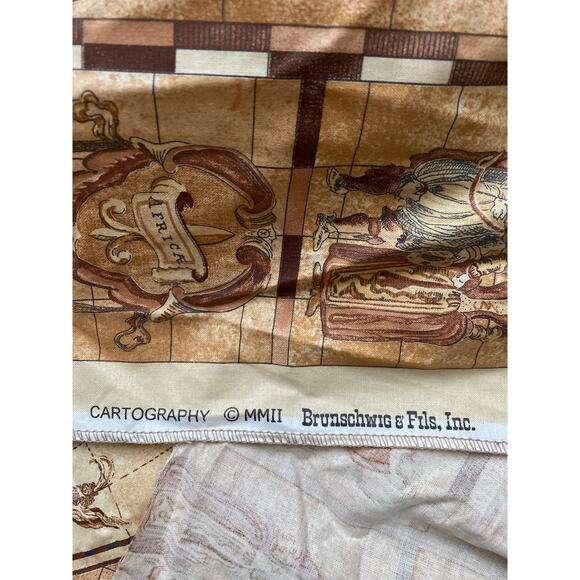 Brunschwig & Fils "Cartography"  fabric toile vintage swatch 31” x 54” - Picture 5 of 6